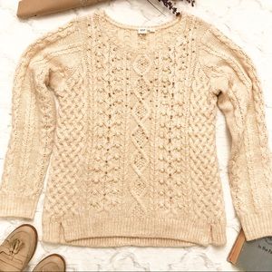 GAP Beaded Cable Knit Sweater Oatmeal NWOT